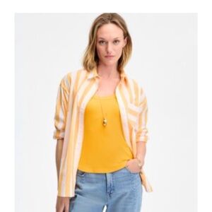 ON 34th Yellow & White Striped Button-Up Shirt with Matching Shorts Size XL